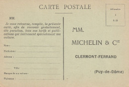 63 - CLERMONT-FERRAND - AU VERSO COURRIER A MICHELIN ET CIE - DEMANDE TARIFS ET PUBLICATIONS - SUR CARTE DE 67 OBERNAI - Clermont Ferrand