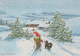 BABBO NATALE CANE Natale Vintage Cartolina CPSM #PAK998.IT - Kerstman
