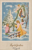 ANGELO Buon Anno Natale Vintage Cartolina CPSMPF #PAG829.IT - Angels