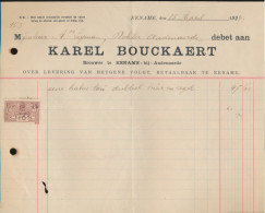 1924 BROUWER TE EENAME KAREL BOUCKAERT  EENE HALVE TON DUBBEL BIER EN ZEGEL - 1900 – 1949