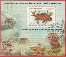N° Yvert & Tellier BL14 - Sao Tomé-et-Principe (1979) (Oblitéré)- Protection Nature-Holocentrus Axensionis ''Caqui'' (2) - Sao Tome En Principe