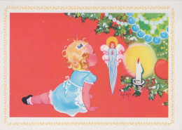 ÁNGEL Feliz Año Navidad Vintage Tarjeta Postal CPSM #PAS774.ES - Anges