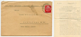 Germany 1936 Cover & Letter; Duisburg-Hamborn - Carl Schnier To Schiplage; 12pf. Hindenburg - Lettres & Documents