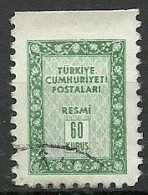 Turkey; 1960 Official Stamp 60 K. ERROR "Imperf. Edge" - Sellos De Servicio