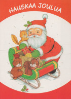 PAPÁ NOEL Animales NAVIDAD Fiesta Vintage Tarjeta Postal CPSM #PAK716.ES - Santa Claus