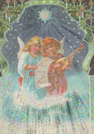 ANGELO Buon Anno Natale LENTICULAR 3D Vintage Cartolina CPSM #PAZ039.IT - Angeli