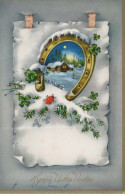 Buon Anno Natale CAVALLOSHOE Vintage Cartolina CPSMPF #PKD737.IT - Nieuwjaar