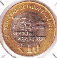 INDIA COIN LOT 454, 10 RUPEES 2022, AKAM, HYDERABAD MINT, AUNC - Indien