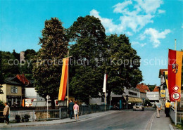 73865922 Bad Soden-Salmuenster Salz-Bruecke Mit Kaufhaus Und Burgruine Fahnen Ba - Sonstige & Ohne Zuordnung