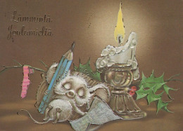 Neujahr Weihnachten KANINCHEN KERZE Vintage Ansichtskarte Postkarte CPSM #PAV016.DE - New Year