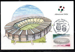 ITALIA 90 REPUBBLICA ITALY REPUBLIC 1990 COPPA DEL MONDO DI CALCIO STADIO S.PAOLO NA L. 600 MAXI MAXIMUM CARD CARTOLINA - Cartas Máxima