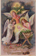 ÁNGEL NAVIDAD Vintage Antiguo Tarjeta Postal CPA #PAG700.ES - Angels