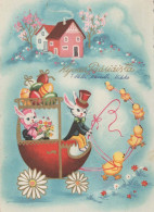 PASCUA CONEJO HUEVO Vintage Tarjeta Postal CPSM #PBO488.ES - Easter