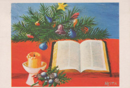 Feliz Año Navidad VELA Vintage Tarjeta Postal CPSM #PBN801.ES - Anno Nuovo