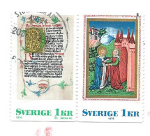 Suede, Schweden, Svezia, Sverige 1976; La Vergine Maria Incontra Elisabetta, Manoscritto Medioevale.Coppia Unita,used. - Cristianismo