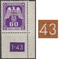 016/ Pof. SL 16, Corner Stamp, Plate Number 1-43, Type 1, Var. 1 - Unused Stamps