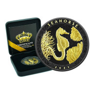 Samoa 2 Tala 2021 Seahorse Silver Coin 1 Oz Gold Black Empire Ruthenium 03201 - Samoa
