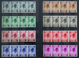 België, 1937, Nr 458/65, Postfris**, In Blokken Van 4, OBP 120€ - Ungebraucht
