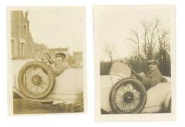 2 Photos Homme & Femme Dans Automobile / Cyclecar - Automobiles