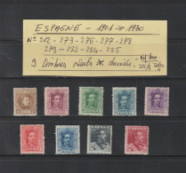 ESPAGNE De 1901 à 1930 - 9 Timbres Neuf * - N° 212 / 273 / 176 / 277 / 278 / 279 / 282 / 284 / 285 - 2 Scan - Unused Stamps