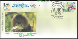 India 2017 Lion Tailed Macaque,Animal.Monkey Family, Baboon,Wildlife,Special Cover (**) Inde Indien - Brieven En Documenten