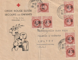 Lettre Avec 11 Timbres Petain , Croix Rouge Suisse De Toulouse - Annecy Chargement - Liberazione