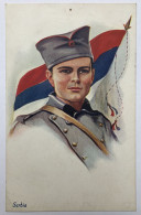 CPA Patriotique Guerre 14-18 Portrait Soldat Serbe Serbia - Postes Militaires Belgique 1917 - Vivian Mansell & Co London - Weltkrieg 1914-18