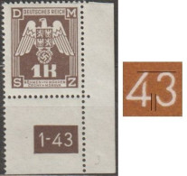 018a/ Pof. SL 18, Corner Stamp, Plate Number 1-43, Type 1, Var. 3 - Ungebraucht