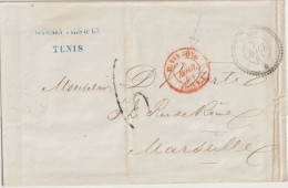 MARITIME - 1861 - CACHET AGENCE CONSULAIRE TUNIS BÔNE ALGERIE + FLEURON ! / LETTRE => MARSEILLE - Posta Marittima