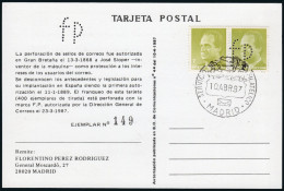 Madrid - Perforado - Edi O TP 2832 Pareja - Postal Con Perforación "fp" (Florentino Pérez) - Brieven En Documenten