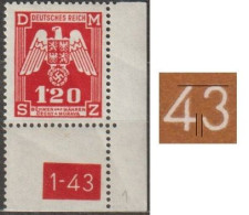 019/ Pof. SL 19, Corner Stamp, Plate Number 1-43, Type 1, Var. 1 - Ungebraucht