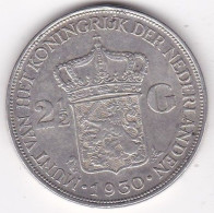 Pays-Bas, 2 ½ Gulden 1930, WILHELMINA I , En Argent, KM# 165 - 2 1/2 Florín Holandés (Gulden)