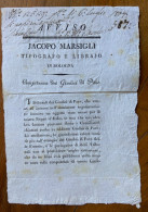 JACOPO MARSIGLI TIPOGRAFO LIBRAJO IN BOLOGNA - COMPETENZA DEI GIUDICI DI PACE ...LI 15 Giugno 1807 - Historische Dokumente