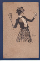 CPA Tennis Illustrateur HEYER Femme Woman écrite - Tennis