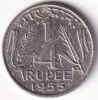 INDIA COIN LOT 285, 1/4 RUPEE 1955, CALCUTTA MINT, AUNC - Indien