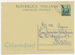 Postal Stationery Italy 1953 Chlorodent - Anticaries Fluoride - Médecine