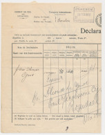 Spoorweg Douane Verklaring S.S. Berchem - Belgie 1922 - Ohne Zuordnung