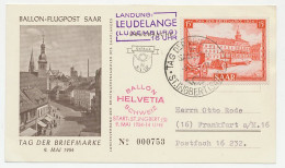 Card / Postmark Saar / Germany 1954 Air Balloon Flight - St. Ingbert Saar - Luxembourg - Airplanes