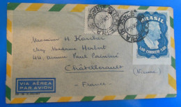 LETTRE   -  TIMBRES + VIGNETTE  -  BRESIL 1949 ??? - Storia Postale