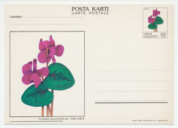 Postal Stationery Turkey 1988 Flower - Plant - Erica - Cyclamen - Other & Unclassified