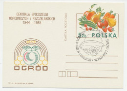 Postal Stationery / Postmark Poland 1985 Fruit - Vegetables - Apple - Strawberry - Pear - Frutta