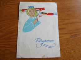 USSR RUSSIA ESTONIA 1961 RARE TELEGRAM FOLK COSTUMED WOMAN WITH FLAGS - Sonstige & Ohne Zuordnung