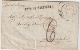 1855 - ENTREE TOSCANE ANTIBES ! / LETTRE De LIVORNO DOPO LA PARTENZA ! VIA DE MARE => MARSEILLE - Toskana