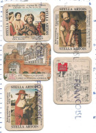 Lot De 5 Sous-bocks Stella Artois: Leuven Par Steven(2), Exposition Dirk Bouts, (3) - Beer Mats