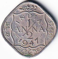 INDIA COIN LOT 171, 1/2 ANNA 1947, CALCUTTA MINT, AUNC - Inde