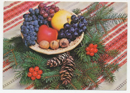 Postal Stationery Hungary Apple - Grape - Walnut - Fruits