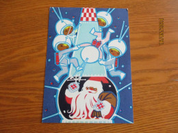 USSR RUSSIA ESTONIA SPACE COSMONAUTS SANTA CLAUS IN ROCKET ,  ARTIST FUKS 1974 - Neujahr