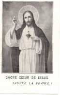 SOUVENIR SACRE COEUR DE JESUS SAUVEZ LA FRANCE PRIERE POUR LES PRISONNIERS ABSENTS IMAGE PIEUSE CHROMO HOLY CARD SANTINI - Andachtsbilder