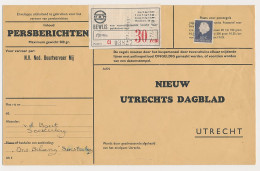 Soesterberg - Utrecht 1966 Persbericht - NBM Vrachtzegel 30 Cent - Ohne Zuordnung