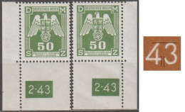 020/ Pof. SL 15, Corner Stamps, Plate Number 2-43, Type 1 - Ungebraucht